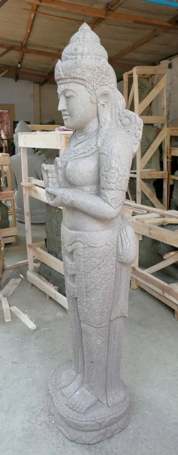 Artikelbild 5 des Artikels “Stehender Dewi Sri, Position Grüße das Rad drehend , 171 cm hoch Flussstein grau “